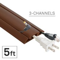 5-Feet Cord Protector with 3-Channels for Floor, Brown