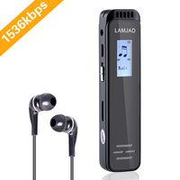 16GB Voice Recorder, LAMJAD 1536kbps Digital Voice Activated Recorder for Lectures, Meetings, Class, Interviews, HD Audio Recorder, MP3 Player, Noise Reduction, Password, Playback