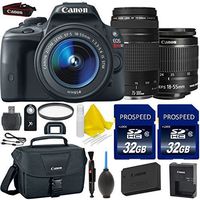 Canon EOS Rebel SL1 18.0 MP CMOS Digital SLR Full HD 1080 Video Bundle + Canon EF-S 18-55mm IS STM + Canon EF 75-300mm f/4-5.6 III + 2pc High Speed 32GB Memory Cards + UV Filter + 9pc Accessory Kit