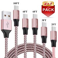 Micro USB Charger Cable Rose Gold - Sagmoc 2019 Update Premium Nylon Braided Charging Cord【4+1 Pack】 10FT 2x6FT 3FT 2FT for Samsung, Nexus, LG, HTC, Nokia, Sony, Moto, HP, BlackBerry