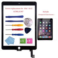 for iPad Air 2 Glass Touch Screen Digitizer Replacement Kit Black A1566,A1567 with Screen Protector, Instruction Manual，and Repair Toolkit