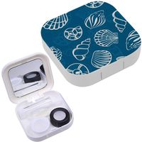 Portable Contact Lens Case Box Travel Kit Mirror + Bottle + Tweezers Container Holder [ Marine Animals ]