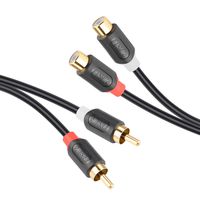 J&D 2RCA to 2RCA Cable, RCA Cable Gold-Plated [Audiowave Series] 2 RCA Male to 2 RCA Female Stereo Audio Cable - 6 Feet