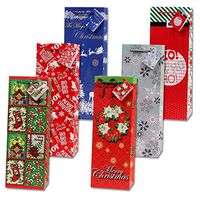 12 Christmas Wine Gift Bags with Handle and Tags for Holiday Wine Bottle Bag Decorations for Home Table Party