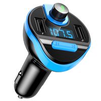 Criacr [Upgraded Version] Bluetooth FM Transmitter for Car, Wireless FM Radio Transmitter Adapter Car Kit, Dual USB Charging Ports, Hands Free Calling, U Disk, TF Card MP3 Music Player(Light Blue)