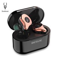 True Wireless Earbuds Bluetooth 5.0 Headphones - Sabbat Stereo Deep Bass Wireless Headphones For Sport/Workout/Music, Noise Cancelling Bluetooth Headset For Sumsung Galaxy/Iphone/IOS/Android Dull Gold
