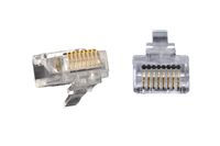 Combo: CAT6 Connector with clear Boots (50pcs each) - End Pass Through Hi-Lo staggered one-piece Ethernet modular plugs with clear boots for 23-24AWG network cables