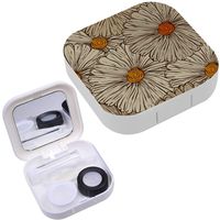 Portable Contact Lens Case Box Travel Kit Mirror + Bottle + Tweezers Container Holder [ Flowers ]