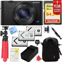 Sony Cyber-Shot DSC-RX100 III 20.2 MP Digital Camera with 1 Year Extended Warranty Plus 64GB Triple Battery Bundle