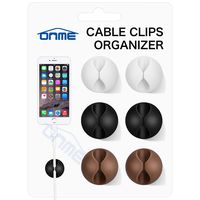 Cable Clips, ONME Cable Holder Multipurpose Cord Management for Home Non-Toxic Rubber Material Self-Adhesive Desk Cord Clips Durable Cord Organizer Black Cord Holder for Office (3 Colors 6pcs)