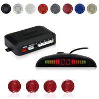EKYLIN Car Auto Vehicle Reverse Backup Radar System with 4 Parking Sensors Distance Detection + LED Distance Display + Sound Warning (Fiat Red Color)