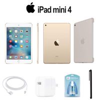 Apple 128GB iPad Mini 4 (Wi-Fi Only, Gold) (MK9Q2LL/A) with Silicone Case - Stone + Accessories