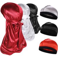 3+3 Silky Durag & Wave Cap Sets, Satin Doo Rags Compression Cap Pack for Men,A