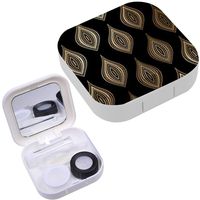Portable Contact Lens Case Box Travel Kit Mirror + Bottle + Tweezers Container Holder [ Damask Floral Royal ]