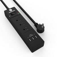 ZOOMACH Surge Protector Power Strip with USB Charging Ports and 5 Ft Extension Cord, Multi Outlet Power Strip with 2100 Joule, 1875W/15A (B-3Outlet, Black)