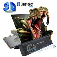 DRIDOUAM 12" Anti-Blue Light HD Phone Screen Magnifier with Bluetooth Speaker for Hands-Free Calling/Music, 3D Movies Amplifier Projector with Foldable&Adjustable Stands for Movies, Videos, Gaming