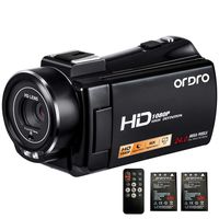 Camcorder, ORDRO V7-Plus Handy Camera HD 1080P Video Camera Recorder IR Night Vision Digital Cameras DVR with Hot Shoe and Remote Control HDMI Output Camcorders for YouTube Vlogging Recording