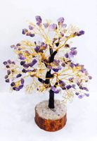 FASHIONZAADI Amethyst & Citrine Money Tree Feng Shui Bonsai Crystal Trees Home Decoration House Chakra Healing Décor Spiritual Gift Size 10-12 inch (Golden Wire)