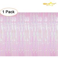 ShiDianYi Tinsel Foil Fringe Curtain-3FTX8FT-Transparent White Metallic Door Window Backdrops/Curtain Party Decoration (Transparent White)