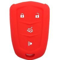 Ezzy Auto Red Silicone Rubber Key Fob Case Key Cover Key Jacket Skin Protector fit for 2014-2016 Cadillac ATS CTS XTS