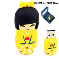 Cute USB Flash Drive 64GB, Aretop USB2.0 Cute Miniatur Japanese Doll Shape USB Memory Stick Pendrive for Computer 64GB Thumb Drive USB Jump Drive Data Storage Business Gift for Girls Kids Present