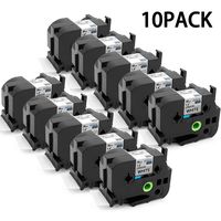 10Pack Compatible P-Touch Label Tape TZe-261 Black on White 36mm Standard Laminated TZe TZ Tape 1.4Inch x 26.2 ft (36mm X 8M)