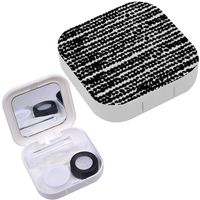 Portable Contact Lens Case Box Travel Kit Mirror + Bottle + Tweezers Container Holder [ Brush Strokes ]