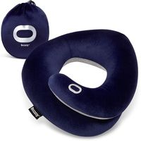 BCOZZY Memory Foam Chin Supporting Travel Pillow with The Responsive Balance Effect, Supporting The Head, Neck and Chin in Airplane, Car & Home. Carry Bag, Washable Cover. Adult Size, Navy