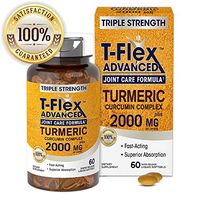 Triple Strength Joint Care 60 Softgel Capsules | Turmeric Curcumin Complex 2000mg | Non-GMO, Gluten Free Supplement | by T-Flex