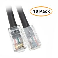 ACL 5 Feet Cat5e RJ45 Bootless Ethernet Lan Cable, Black, 10 Pack