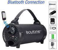 Boytone BT-40BK Portable Bluetooth Indoor/Outdoor Speaker 2.1 Hi-Fi Cylinder Loud Speaker with Built-in 2x3 Sub and SD Card, USB, USB Charger, AUX, FM Radio, Built in Rechargeable Battery