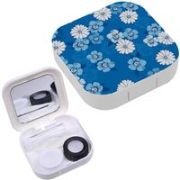 Portable Contact Lens Case Box Travel Kit Mirror + Bottle + Tweezers Container Holder [ Floral ]