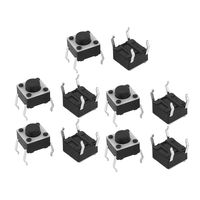 uxcell 10Pcs 4 Pin Square 6mmx6mmx5mm Momentary DPDT Mini Push Button Switch