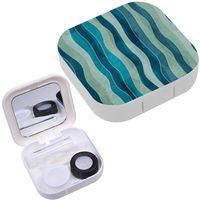 Portable Contact Lens Case Box Travel Kit Mirror + Bottle + Tweezers Container Holder [ Wave Grunge ]