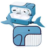 for Airpod Pro 2019 Case, Morenitor 3D Cartoon Blue Shark Thickened Anti-Fall Silicone Protective Cover and Skin for Apple Airpods Pro Wireless Bluetooth Headset Charging Case