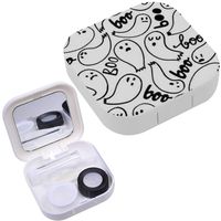 Portable Contact Lens Case Box Travel Kit Mirror + Bottle + Tweezers Container Holder [ Halloween ]