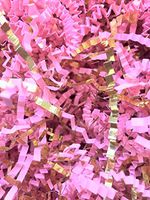 Crinkle Cut Paper Shred Pink & Metallic Gold Blend 7.5 oz. Gift Basket Package Grass Filler Bedding