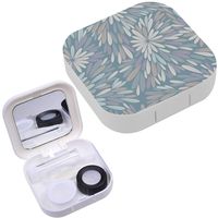 Portable Contact Lens Case Box Travel Kit Mirror + Bottle + Tweezers Container Holder [ Decorative Colorful Flowers ]