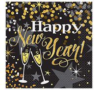 Unique 58052 party tableware, 16ct, Black/Gold/Silver