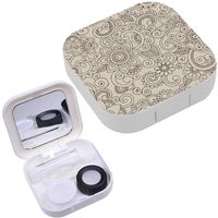 Portable Contact Lens Case Box Travel Kit Mirror + Bottle + Tweezers Container Holder [ Henna Mehndi Tattoo Doodles ]