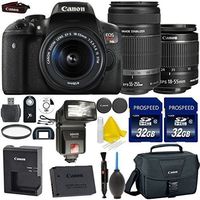 Canon EOS Rebel T6i 24.2MP WiFi Enabled Digital SLR Camera + Canon EF-S 18-55mm is STM + Canon EF-S 55-250mm is STM + 2pc High Speed 32GB Memory Cards + UV Filter + Digital Flash