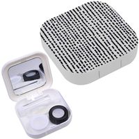Portable Contact Lens Case Box Travel Kit Mirror + Bottle + Tweezers Container Holder [ Indigo Irregular ]