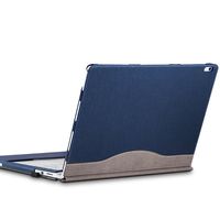 Surface Book 2 (13.5 inch) Sleeve Case, Ronuo Synthetic Leather Detachable Magnetic Adsorption with Elastic Bandage [Pen Holder Loop] Folio Flip Breathable Protective Case Cover (Navy Blue)
