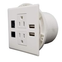 Desktop Conference Room Power Grommet Outlet, FITS 3 1/8" - 3 1/4" Hole, 2 (TR) AC Outlets, 2 USB Charging Ports, 1 CAT6 Phone line, ETL Listed (WHITE)