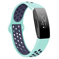 DYKEISS Compatible with Fitbit Inspire HR Fitness Tracker Sport Band, Soft Silicone Replacement Accessory Women Men Breathable Wristband Strap, Teal/Navy, Small