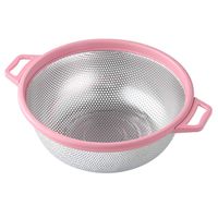 Stainless Steel Colander With Handle and Legs, Large Metal Pink Strainer for Pasta, Spaghetti, Berry, Veggies, Fruits, Noodles, Salads, 5-quart 10.5" Kitchen Food Mesh Colander, Dishwasher Safe