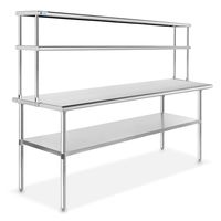 GRIDMANN NSF Stainless Steel Commercial Kitchen Prep & Work Table Plus A 2 Tier Shelf - 72 in. x 12 in.