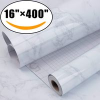 Marble Self Adhesive Paper 16 inch x 400 inch - Granite Gray/White Roll Kitchen countertop Cabinet Furniture is renovated Thick Waterproof PVC