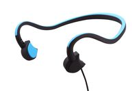 PowerRider Bone Conduction Wired Sports Headsets 31g Ultralight HD Stereo Sound Sweatproof Headsets with Noise Reduction Microphone(Blue)