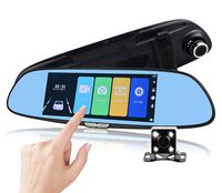 Car Dash Cam 7" Backup Camera, IPS Touch Screen Mirror 1080P Front and Rearview Dual Lens with Improved Night Vision, Parking Monitor, G-Sensor, Loop Recording and More